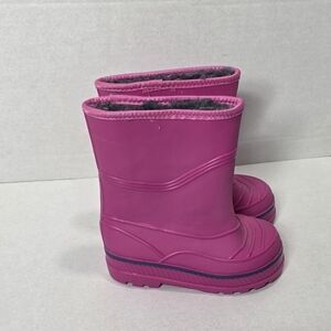 New Faux Furry Lined Rubber Boots Toddler Girls Size 7 Waterproof